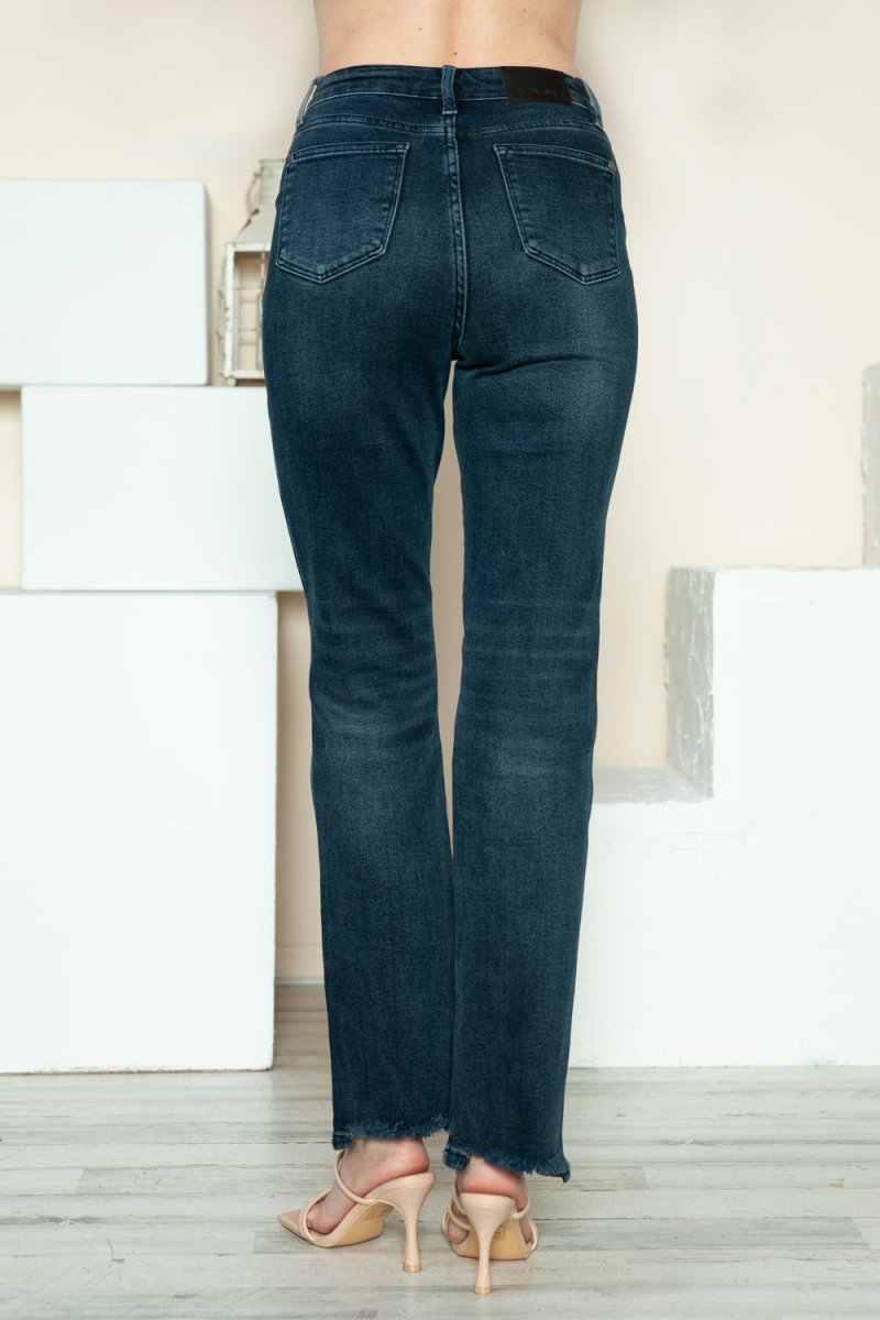 Judy Blue Full Size Button Fly Hem Destroy Straight Jeans - Love Salve